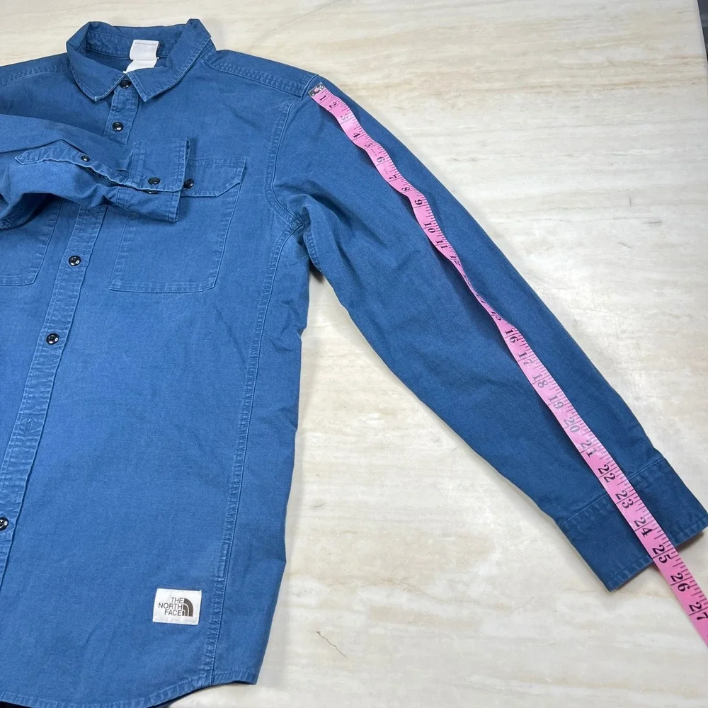 The North Face Mens Blue Ripstop Long Sleeve Button Down Utility Shirt Large